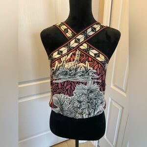 Rachel Zoe Red and Black Sleeveless Halter Top